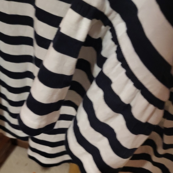 Talbots Navy Blue White Striped Nautical Bell Sleeve Back Zipper Top Size 2XL - Picture 3 of 5